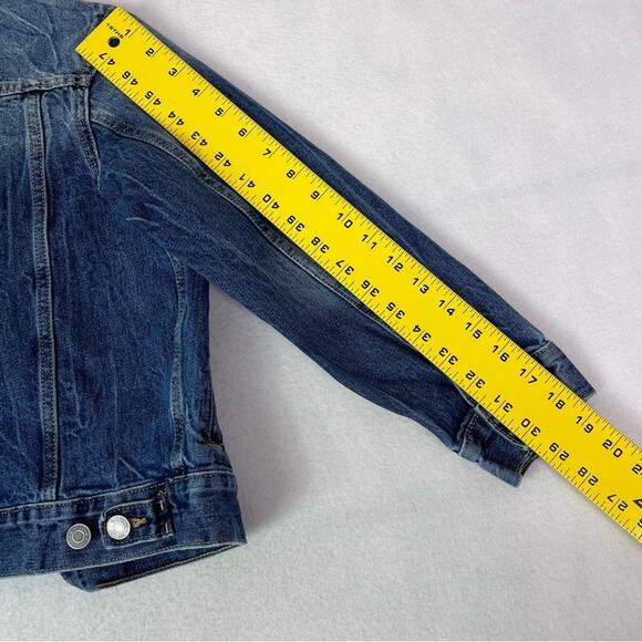 Gap Jacket Kids Medium Blue Denim Jean Front Pocket Button Up - Picture 10 of 10